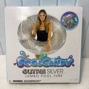 Glitter Silver Jumbo Pool Tube - Sparkling Silver Float